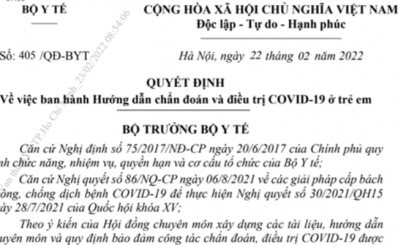 Bộ Y tế ban hành Hướng dẫn mới về chẩn đoán và điều trị COVID-19 ở trẻ em