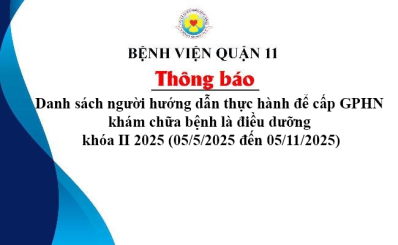 Danh sách người hướng dẫn thực hành để cấp GPHN khám chữa bệnh là điều dưỡng khóa II 2025 (05/5/2025 đến 05/11/2025)