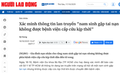 Sở Y tế TP.HCM: Yêu cầu Bệnh viện đa khoa Bà Rịa báo cáo vụ việc một nam sinh gặp tai nạn giao thông không được cấp cứu kịp thời