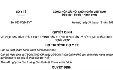 Bộ Y tế ban hành tài liệu “Hướng dẫn thực hiện quản lý sử dụng kháng sinh trong bệnh viện”