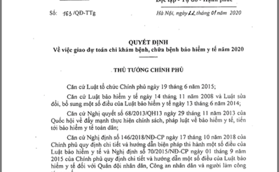 Quyết định số 163/QĐ-TTg của Thủ tướng Chính phủ về việc giao dự toán chi khám bệnh, chữa bệnh bảo hiểm y tế năm 2020