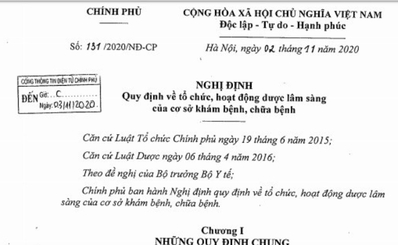 Nghị định mới về tổ chức, hoạt động dược lâm sàng của cơ sở khám, chữa bệnh
