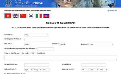 Từ sáng 10/3 thực hiện khai báo sức khoẻ toàn dân trên toàn quốc