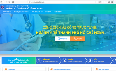 Cổng dịch vụ công trực tuyến của Ngành Y tế thành phố