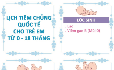 Lịch tiêm chủng quốc tế cho trẻ em từ 0 - 18 tháng