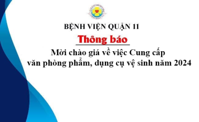Thông báo mời chào giá về việc Cung cấp văn phòng phẩm, dụng cụ vệ sinh năm 2024